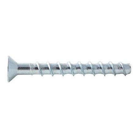 Dewalt Concrete Screw Anchor, 3/8" Dia., Flat, 2-1/2" L, Carbon Steel Zinc, 50 PK DEW PFM1411225